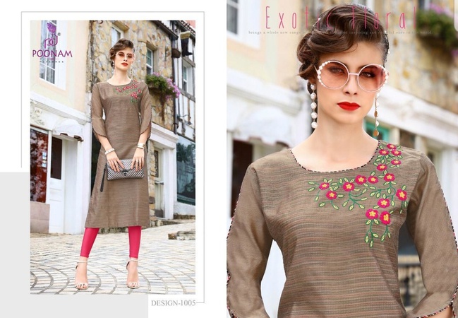 Ladies Kurtis - Cotton Silk with Machine Embroidery