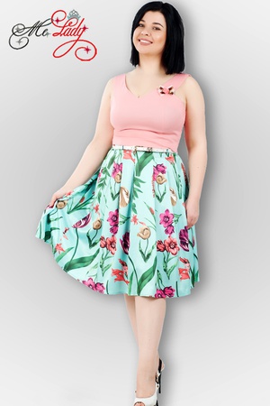 1226-2 Юбка с цветочным принтом, размеры 44-54