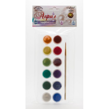 Набор акриловых красок перламутр. 12 цв., 36 мл. с