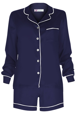 İPEK BAYAN BİYELİ - ŞORTLU PİJAMA TAKIM - LACİVERT