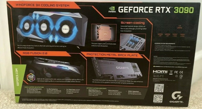 Gigabyte NVIDIA GeForce RTX 3090 24 GB Grafikkarte, NON LHR,