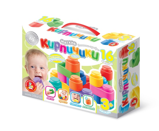 Мягкие кирпичики с ионами серебра конструктор «Extra» 16 деталей