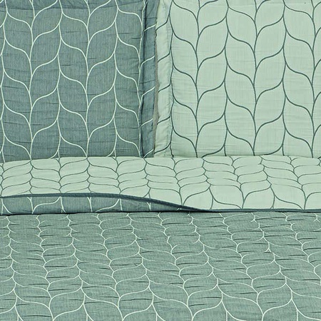 Safir Yaprak Yatak Örtüsü Çift Yüz Gümüş Gri