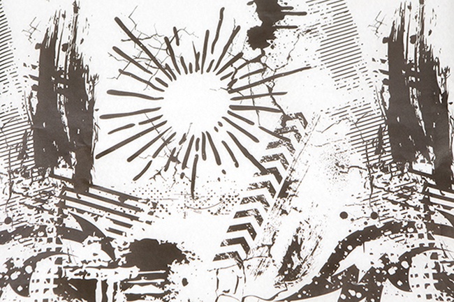 Siliconized baking paper with "Grunge black silver" pattern (roll 10m)