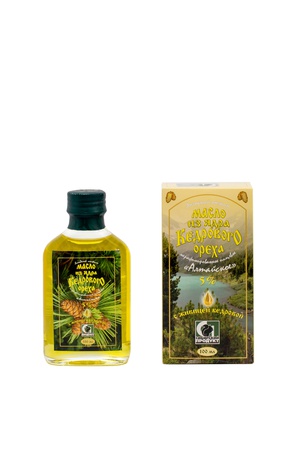 Çam fıstığı yağı rafine edilmemiş gıda "Sibirya", 250 ml.