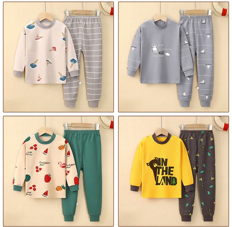 Комплект нижнего белья с героями мультфильмов, новые пижамы для больших детей из чистого хлопка, длинная детская одежда для подростков