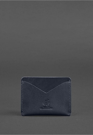 Кожаная визитница 5.0 темно-синяя