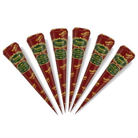 Neeta 12 Pack Ready to Use Long Lasting Henna Paste, Reddish Brown Color, Perfect Hair Coloring Paste