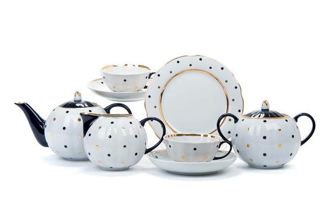 Сервиз чайный 21 предм. Тюльпан Горошек