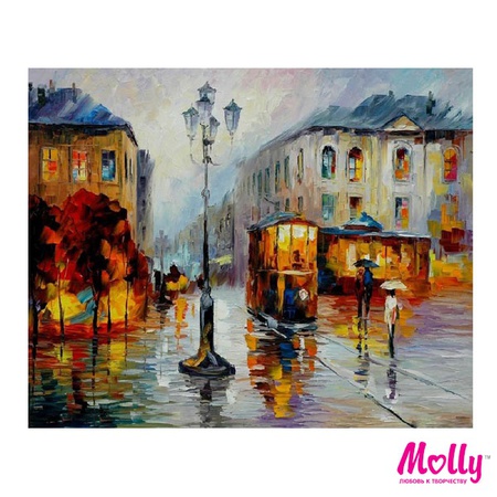 Painting by numbers Afremov. City tram