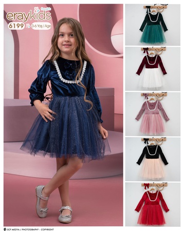 БАРХАТНОЕ ПЛАТЬЕ С ТЮЛЕМ НА ВОЗРАСТ 3-6 ЛЕТ