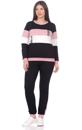 Костюм чёрный с розовыми вставками (футер) М-0162Р