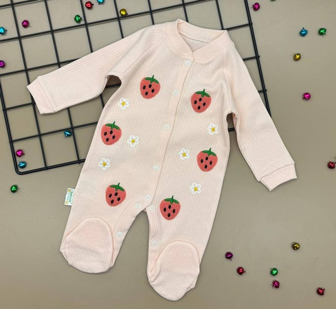 3-6/6-9/9-12 month Düğmeli ve Desenli Aylık Tulum