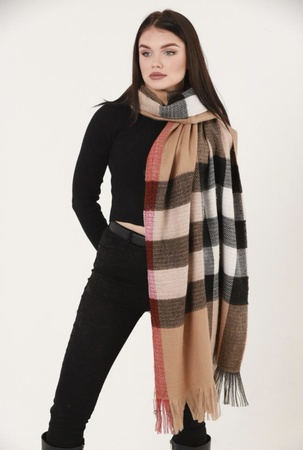 Двусторонняя шаль в клетку 70х200см, акрил