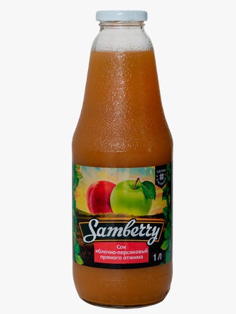 Apple-peach juice with direct-pressed pulp