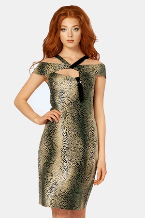 110-3562 Elbise Leopar Yeşili