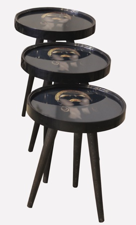 Набор из 3 ретро журнальных столиков из стекла