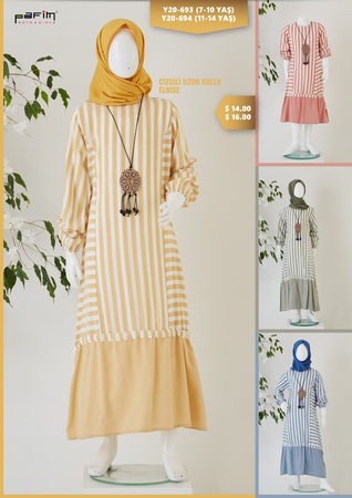 Платье в полоску с длинным рукавом