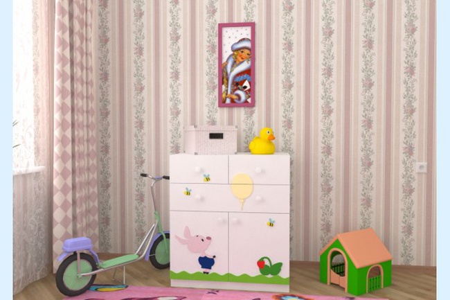 КОМОД СЕРИИ "ВИННИ-ПУХ" С ПЯТАЧКОМ ДИЗАЙН №1