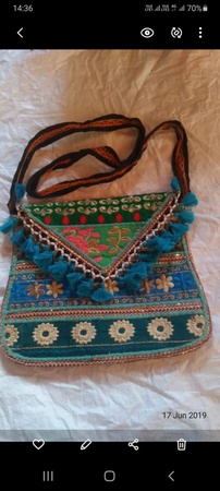 Etnik Stil Çanta - Hint Çapraz Çanta - İşlemeli Çanta - Bohem Çanta - Artisan Çanta - Hobo Stil Çanta