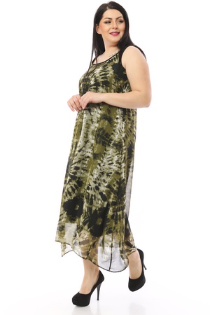 Astarlı Batik Desen Şifon Elbise