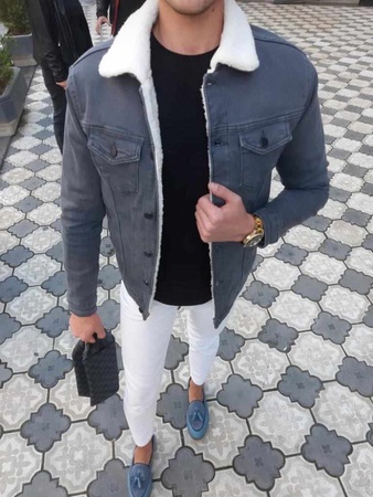 Leather padded jacket