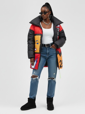 Пуховик женский оверсайз удлиненный