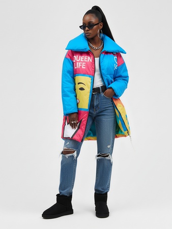 Пуховик женский оверсайз удлиненный