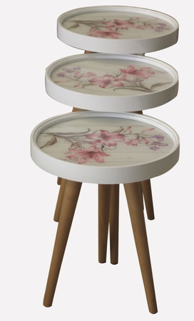 Набор из 3 ретро журнальных столиков из стекла