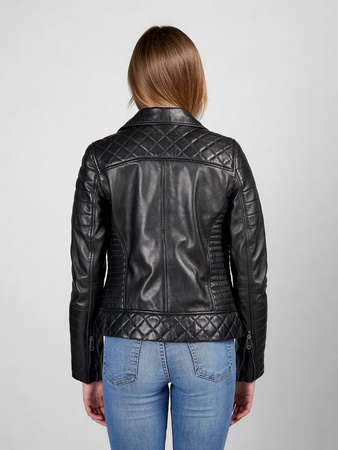 Quilted Women Leather Jacket (Slim Fit)