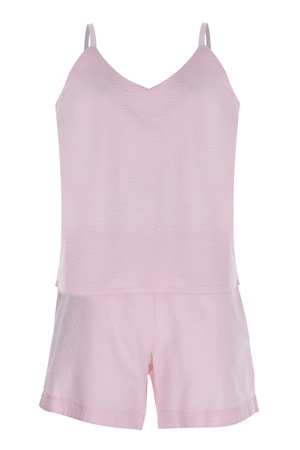 Gofre askılı -şort takım - pembe