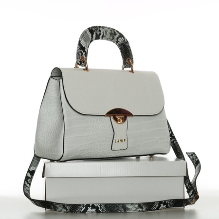 Lamis brand hand and shoulder handbag / imitation leather