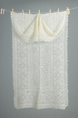 Палантин ажурный пуховый экрю АЛ 18070-02