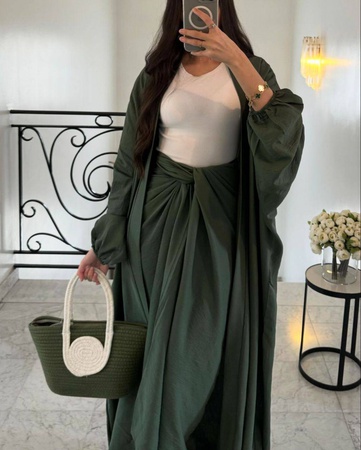 Абайя с юбкой для повседневной носки из японского шёлка