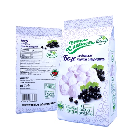 Vanilya ve siyah frenk üzümü aromalı beze &quot;Akıllı Tatlılar&quot; 70 gr