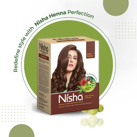 Nisha Hair Colour for Women - Dark Brown, 60g (Pack of 1) | 100% Pure Henna-Based Powder Ammonia-Free