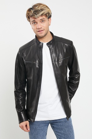 Кожаная куртка мужская - Slim Fit