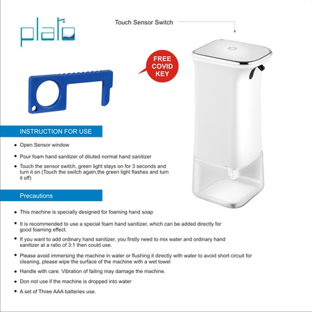 PLATO ABS Автоматический дозатор мыла и дезинфицирующего средства Бесконтактный, инфракрасный датчик движения, бесконтактный, дозатор пенящегося мыла
