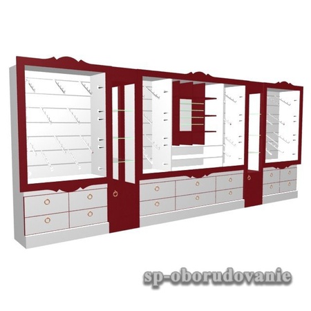 Витрина пристеная из стекла, лдсп и мдф 1750х5000х