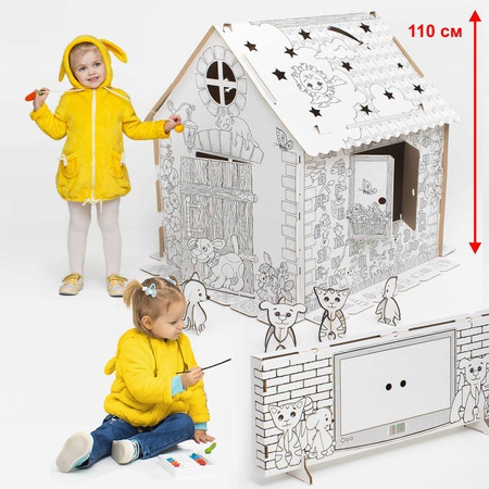House-coloring from cardboard + TV + 4 animals