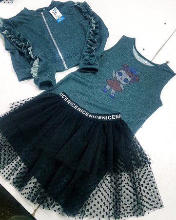 Костюмы для девочек ТРОЙКА с пышной юбкой ажур