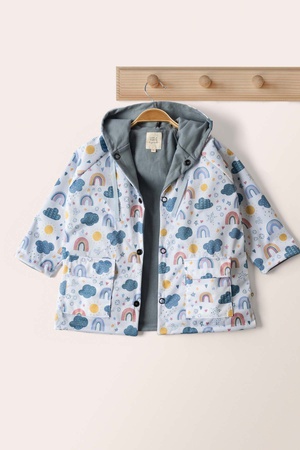 Organik pamuklu kapüşonlu çocuk yağmurluğu