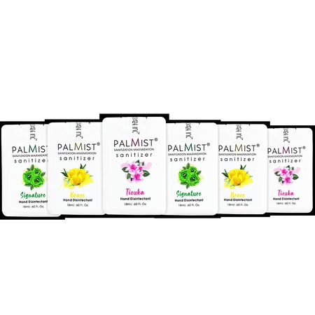 Palmist Multi-Fragrance Alcohol Based Hand Sanitizer (Pack of 6 x 18ml) Easy to Carry Pocket Pack