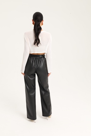 Кожаные брюки палацо