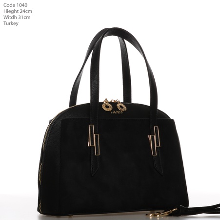 Bayan leopar desenli siyah rengi el ve omuz çantası