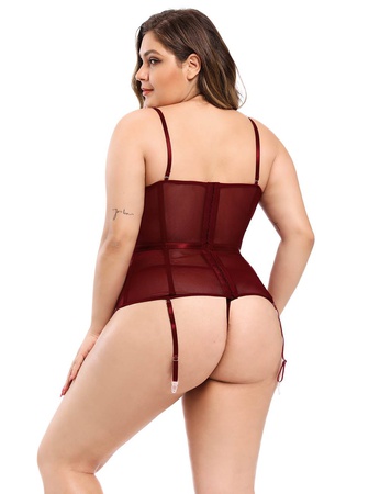 Büyük Beden Kırmızı Lüks Saten Dantel Korseler