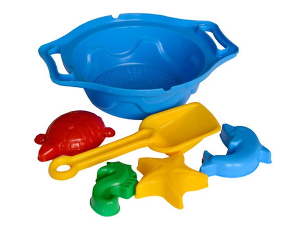 Песочный набор К (СИТО, лопатка, пасочки) в сетке