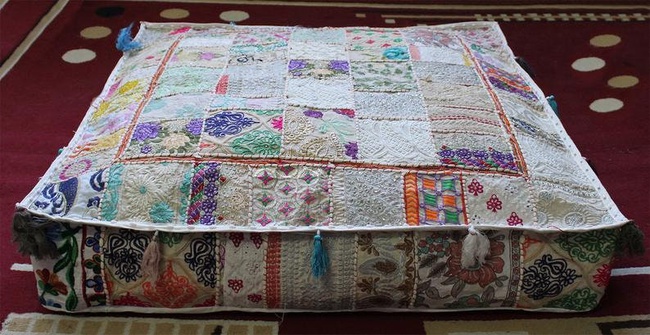 Bohemian floor cushions - decorative cushion cover, sari patchwork cushion cover only cover, floor pillow Indian cushion hippie Art