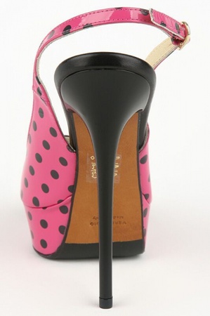 Туфли фуксия в черный горох fs171