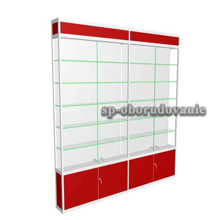 Profile showcase with glass shelves